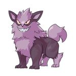  2016 ambiguous_gender arcanine canine fak&eacute;mon feral fur fusion gengar hybrid mammal nintendo plagueofgripes pok&eacute;mon purple_fur sharp_teeth simple_background smile solo teeth video_games white_background 