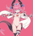  :o arm_guards armor armpits asymmetrical_legwear bikini bikini_armor black_gloves black_legwear blade_(galaxist) blue_eyes blush cape cowboy_shot dragon_tail elbow_gloves elizabeth_bathory_(brave)_(fate) elizabeth_bathory_(fate)_(all) eyebrows_visible_through_hair fate/extra fate/extra_ccc fate/grand_order fate_(series) flat_chest gloves hair_ribbon horns knee_pads long_hair looking_at_viewer loose_bikini navel open_mouth outstretched_arms pink_background pointy_ears purple_ribbon red_armor red_bikini ribbon silver_trim simple_background solo standing stomach swimsuit tail thigh_gap tiara tsurime two_side_up untied untied_bikini wardrobe_malfunction white_cape 