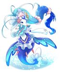  blue_hair cosplay cure_mermaid cure_mermaid_(cosplay) fins gen_7_pokemon go!_princess_precure jewelry long_hair necklace no_humans pink_nose pokemon pokemon_(creature) precure primarina solo tail tail_fin togeshiro_azami 