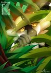  armor felinar helmet jungle leaf lemur mammal nintendo orange_eyes passimian plant pok&eacute;mon primate tree video_games 