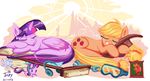  2016 applejack_(mlp) broom duo equine eyewear female friendship_is_magic goggles hat horn horse jowybean mammal my_little_pony plushie pony sleeping starlight_glimmer_(mlp) twilight_sparkle_(mlp) winged_unicorn wings 