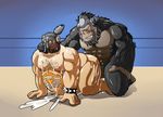  anal anal_penetration ape blush cum darknessminotaur duo excessive_cum gorilla human male male/male mammal mask overwatch overweight penetration primate roadhog_(overwatch) video_games winston_(overwatch) 