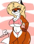  2016 anthro benji-fox big_breasts bikini breasts canine celine_foxx clothing female fox looking_at_viewer mammal pose signature simple_background smile solo swimsuit 