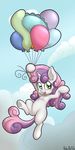  2016 absurd_res anibaruthecat balloon cloud cub equine female friendship_is_magic green_eyes hair hi_res hooves horn long_hair mammal multicolored_hair my_little_pony open_mouth outside pussy solo sweetie_belle_(mlp) two_tone_hair underhoof unicorn young 