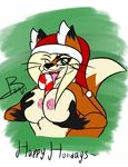  2015 benji-fox big_breasts breasts candy candy_cane canine christmas female food fox foxie_vixxxen holidays innuendo licking looking_at_viewer mammal nude smile tongue tongue_out 