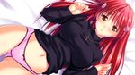  amasaka_takashi blush breasts brown_eyes game_cg kohinata_yuuka koi_mekuri_clover long_hair navel panties red_hair underwear 