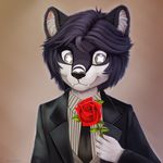  2016 anthro clothed clothing cute digital_media_(artwork) elegant flower hair jamesfoxbr male mammal plant rose simple_background solo suit 