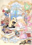  artist_request blonde_hair book cattleya_(pokemon) elite_four gen_4_pokemon gen_5_pokemon highres instrument lucario multiple_girls official_art piano pokemon pokemon_(creature) pokemon_(game) pokemon_bw reuniclus roserade scan shirona_(pokemon) spiritomb 