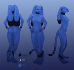  2010 3_toes 5_fingers anthro big_ears biped black_fur blue_background blue_eyes blue_fur breasts cabbit cat digital_media_(artwork) digital_painting_(artwork) digitigrade featureless_breasts featureless_crotch feline female floppy_ears front_view fur hands_on_hips hybrid lagomorph long_tail mammal model_sheet multicolored_fur multiple_angles nude pose rabbit rear_view shaded side_view simple_background smile snout soft_shading solo striped_tail stripes theowlette toes two_tone_fur unknown_character 