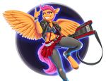  2016 abs anthro anthrofied clothed clothing ear_piercing electric_guitar equine eyelashes feathered_wings feathers female friendship_is_magic fully_clothed grin guitar hair hi_res hobbsmeerkat hooves jacket looking_at_viewer mammal midriff miniskirt musical_instrument my_little_pony navel orange_feathers pants pegasus piercing punk purple_eyes purple_hair scootaloo_(mlp) skirt solo spread_wings torn_clothing wings 
