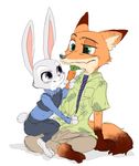  2016 anthro canine disney female fox judy_hopps lagomorph male mammal nick_wilde numairiaoi rabbit zootopia 