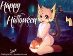  2016 blush female food fruit halloween holidays nintendo pok&eacute;mon pumpkin raichu senz sitting smile video_games 