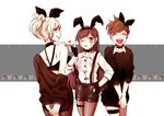  animal_ears arms_behind_back back bandeau bangs bare_shoulders black_choker black_dress black_gloves black_nails black_shorts black_sweater blush breasts brown_hair brown_legwear bunny_ears buttons choker closed_eyes closed_mouth collared_shirt cowboy_shot d.va_(overwatch) dress dress_shirt eyebrows eyebrows_visible_through_hair facepaint facial_mark fake_animal_ears fingerless_gloves fingernails from_behind gloves hairband hand_on_hip hands_together hands_up il_(ieru1826) lipstick long_hair looking_back makeup medium_breasts mercy_(overwatch) multiple_girls nail_polish off-shoulder_sweater open_mouth overwatch pantyhose parted_lips pink_lips pink_lipstick ponytail red_lips red_lipstick ribbon_choker shirt short_dress short_hair short_sleeves shorts shoulder_blades skirt sleeves_past_elbows smile spiked_hair suspenders sweatdrop sweater sweater_dress swept_bangs teeth thigh_strap tracer_(overwatch) whisker_markings white_shirt 