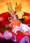  2016 anthro canine disney female fox izoomion judy_hopps lagomorph male mammal nick_wilde rabbit zootopia 