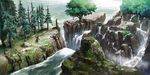  day from_above grass landscape no_humans original outdoors pine_tree river rock scenery skywatchers tree tree_stump water waterfall 