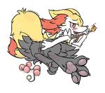  2016 3_toes anal_beads anus blush braixen butt female fire fur hi_res holding_object looking_at_viewer nintendo open_mouth paws pok&eacute;mon pussy pussy_juice saliva sex_toy simple_background slowderpyguy solo stick toes tongue video_games white_background 