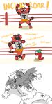  bad_id bad_pixiv_id bird comic english gameplay_mechanics gen_6_pokemon gen_7_pokemon hawlucha highres incineroar no_humans plainwhite pokemon pokemon_(creature) senpai_(phrase) tiger wrestling_ring 