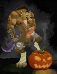  2016 abs animal_genitalia animal_penis armor axe balls biceps big_muscles big_penis black_nipples body_hair canine_penis claws collar erection food fruit gnoll halloween holidays male mammal melee_weapon muscular muscular_male nipple_piercing nipples nude penis piercing pumpkin simple_background solo spiked_collar spikes teeth theunderdog toes tongue tongue_out weapon wraps 