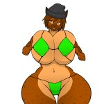  2019 absurd_res anthro big_breasts black_nose breasts brown_fur brown_spots cleavage clothed clothing danni_blade_(lildredre) digital_media_(artwork) ear_piercing female fur grope hair hat hayakain hi_res huge_breasts hyaenid looking_at_viewer mammal navel navel_piercing piercing simple_background smile solo spots spotted_fur spotted_hyena squish standing thick_thighs voluptuous wide_hips 