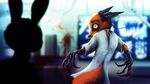  2016 absurd_res anthro blood blurred_background canine cybernetics cyborg disney duo female fox fur green_eyes hi_res implants judy_hopps lagomorph machine male mammal monitor neytirix nick_wilde nightmare_fuel orange_fur rabbit silhouette tears zootopia 