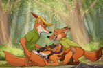  canine clothed clothing disney fox fur group group_sex looking_pleasured male male/male mammal nick_wilde orange_fur paintfox partially_clothed penis robin_hood sex zootopia 