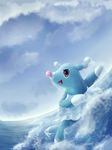  &lt;3 brionne cinnamonquails_(artist) cloud cute female jumping looking_up mammal marine nintendo open_mouth pinniped pok&eacute;mon sea seal solo swimming video_games water 