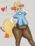  ! &lt;3 2016 anthro big_breasts braixen breasts canine clothed clothing eyes_closed eyewear female fluffy fluffy_tail fox fur glasses hi_res inner_ear_fluff invalid_color mammal multicolored_fur nintendo nokemop old open_mouth overweight pok&eacute;mon ring sagging_breasts solo stick video_games yellow_fur 