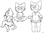  anthro bell black_and_white blush butt cat cloak clothing faceless_male feline female flat_chested foot_fetish footjob google legwear male mammal momo_(google) monochrome mouthless nipples panties penis poko stockings underwear 