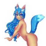  ahoge animal_humanoid cat cat_humanoid fangs feline female grin hair humanoid kemono khat kronilix long_hair mammal nude slightly_chubby spookie-sweets teeth 