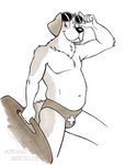  anthro armpits bulge canine clothed clothing corgi_(artist) dog eyewear front_view lifeboard looking_at_viewer male mammal marker_(artwork) navel pecs signature slightly_chubby smile solo speedo standing sunglasses swimsuit topless traditional_media_(artwork) 
