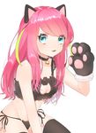  animal_ears aqua_eyes bad_id bad_pixiv_id bare_shoulders bell bell_collar black_bra black_legwear black_panties bra breasts cat cat_cutout cat_ears cat_lingerie cat_paws cleavage cleavage_cutout collar frills gloves hashimoto_nyaa long_hair looking_at_viewer medium_breasts meme_attire multicolored_hair osomatsu-san panties paw_gloves paws pink_hair rubyaano_(ducl323) side-tie_panties simple_background smile solo streaked_hair thighhighs two-tone_hair underwear underwear_only white_background 