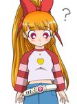  1girl akazutsumi_momoko blossom blush blushing bow long_hair midriff powerpuff_girls powerpuff_girls_z red_eyes red_hair redhead solo 