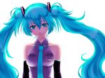  aqua_eyes aqua_hair bad_id bad_pixiv_id blue_eyes blue_hair hatsune_miku highres long_hair necktie nez-doll solo twintails very_long_hair vocaloid 