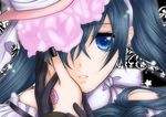  bare_shoulders blue_eyes blue_hair bow ciel_phantomhive close-up crossdressing flower galaxy_blue gloves hair_over_one_eye hand_on_another's_face hat holding_hands kuroshitsuji lipstick lolita_fashion makeup nail_polish otoko_no_ko out_of_frame pov pov_hands solo_focus 
