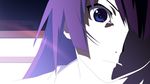  16:9 bakemonogatari blue_eyes close close-up face hair_over_one_eye highres long_hair monogatari_(series) purple_hair senjougahara_hitagi shadow stare staring vector wallpaper 