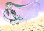  bad_id bad_pixiv_id field flower flower_field green_hair hatsune_miku highres long_hair solo temari_(deae) thighhighs twintails very_long_hair vocaloid zettai_ryouiki 