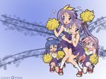  blush blushing cheerleader glasses hiiragi_kagami hiiragi_tsukasa izumi_konata kagami_hiiragi konata_izumi long_hair lucky_star miyuki_takara short_hair skirt takara_miyuki tsukasa_hiiragi wallpaper 