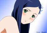  blue_hair blush bow green_eyes hair highres hisayuki_hirokazu mai-otome mai_hime my-hime natsuki_kruger nude signed vector vector_trace 