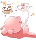  artist_request furry halloween holding_condom latias open_mouth pokemon pokemon_(creature) pumpkin 