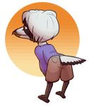  anthro australian_magpie avian bent_over bird chibi clothing hair junga leaning magpie male short_hair shorts slim sweater 