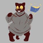  anthro big_breasts black_fur blush book breast_expansion breasts cat cloak clothing feline female fur google grey_background halloween holidays levitation mammal momo_(google) open_mouth pawpads schwartzgeist signirsol simple_background smile solo video_games wand wide_hips yellow_eyes 