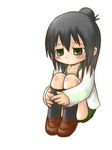  1girl akita_shoten beretta_(kokoaka) black_hair blush child closed_mouth female marui_hitoha red_shoes shiny shiny_skin shoes simple_background sitting socks solo white_background 