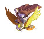  beard cloak crossover facial_hair flying gen_2_pokemon male_focus matsuri6373 noctowl obi-wan_kenobi pokemon pokemon_(creature) riding signature simple_background star_wars white_background 