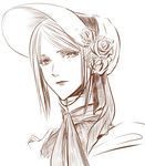  bloodborne bonnet doll hat itsuki_(itsukiovo) long_hair looking_at_viewer monochrome plain_doll solo 