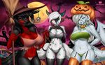  angela_bloodpaw anthro big_breasts breasts canine clothing female fish fox group halloween hat holidays horn hotbento huge_breasts humanoid hybrid legwear looking_at_viewer mammal marine panties shark standing thigh_highs underwear witch_hat 