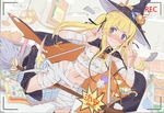  bandaged_arm bandages blush broom cape halloween hat pandegg pose saenai_heroine_no_sodatekata sarashi sawamura_spencer_eriri shop solo v witch_hat 