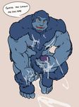  anthro beast_(x_men) big_feet big_muscles big_penis blue_fur cum fur grisser hyper hyper_muscles looking_at_viewer male muscular nipples orange_eyes penis smile tongue 