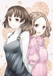  brown_hair misaki_izu multiple_girls niijima_makoto okumura_haru persona persona_5 red_eyes school_uniform short_hair shuujin_academy_uniform 