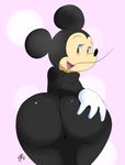  2016 anthro big_butt butt disney female hand_on_butt invalid_tag looking_back mammal minnie_mouse mouse nude open_mouth rodent scrabble007 simple_background solo teasing white_background 