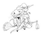  anthro black_and_white breasts broom clothed clothing costume duo female hair halloween hat holidays jamil_(artist) jewelry lizard luellen mammal marsupial maude_o&#039;dell monochrome necklace opossum reptile scalie skimpy smile the_tale_of_jasper_gold witch_hat 